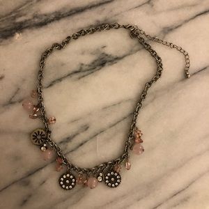 Pink dangle charm necklace